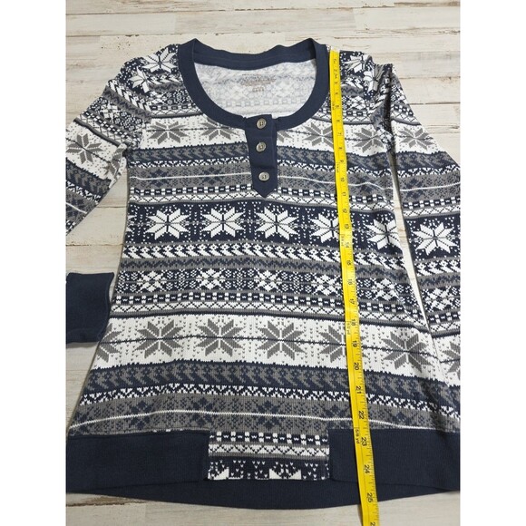 Tommy Hilfiger gray and white thermal long sleeve shirt size Small Snowflakes - Picture 7 of 11